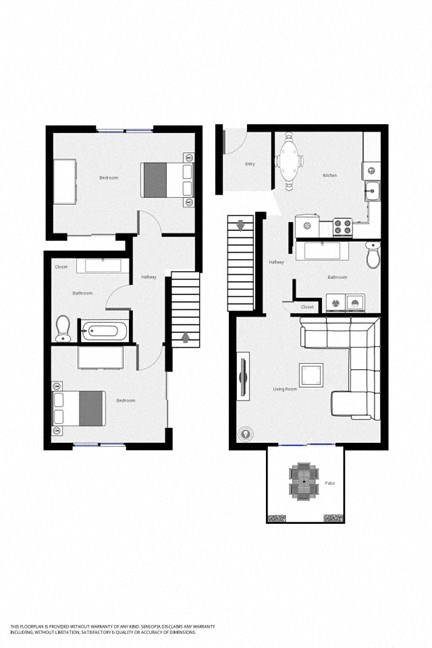 2 bedroom 2 bathroom Floorplan  at Heritage Crossing Milwaukie OR 